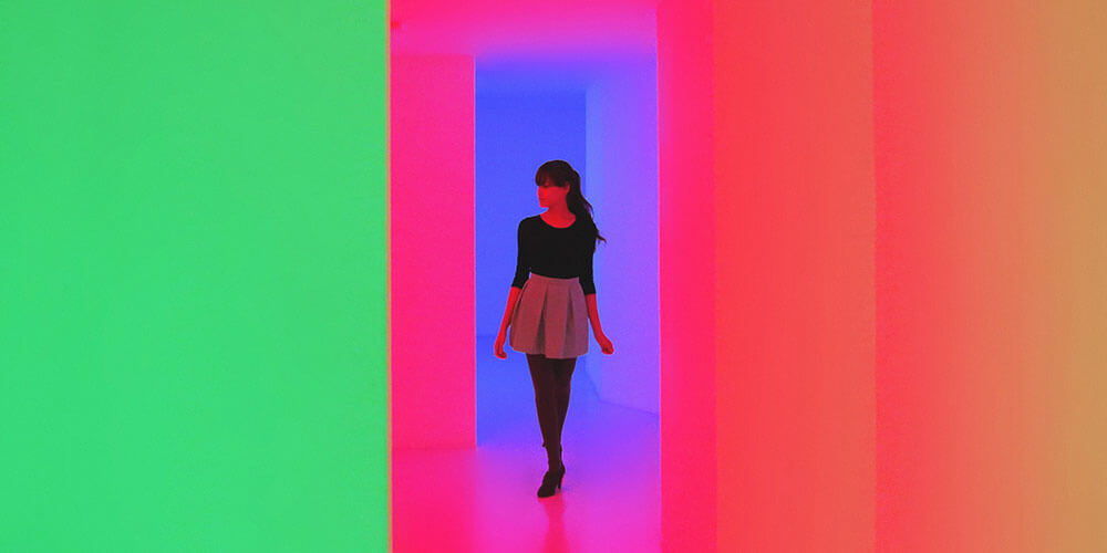 woman in bright corridor