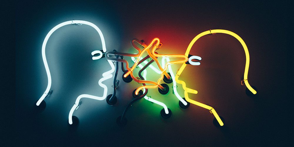 Neon lights talking heads